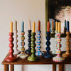 Circus Bobbin Candlesticks - Hand-painted