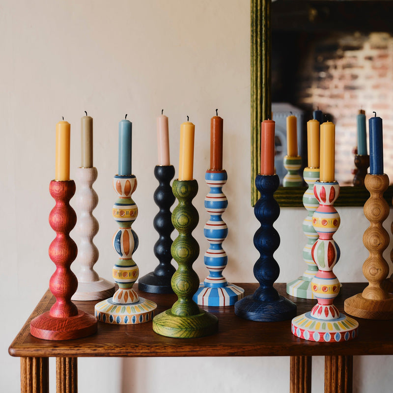 Bobbin Candlestick - Natural or Stained Oak