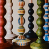 Bloomsbury Bobbin Candlesticks - Hand-painted