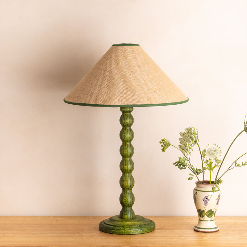 Bobbin Lamp Base - Green Oak