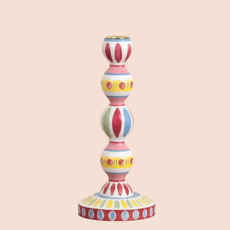 Bloomsbury Bobbin Candlesticks - Hand-painted