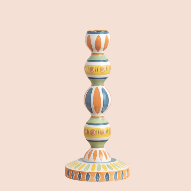 Bloomsbury Bobbin Candlesticks - Hand-painted