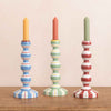 Circus Bobbin Candlesticks - Hand-painted