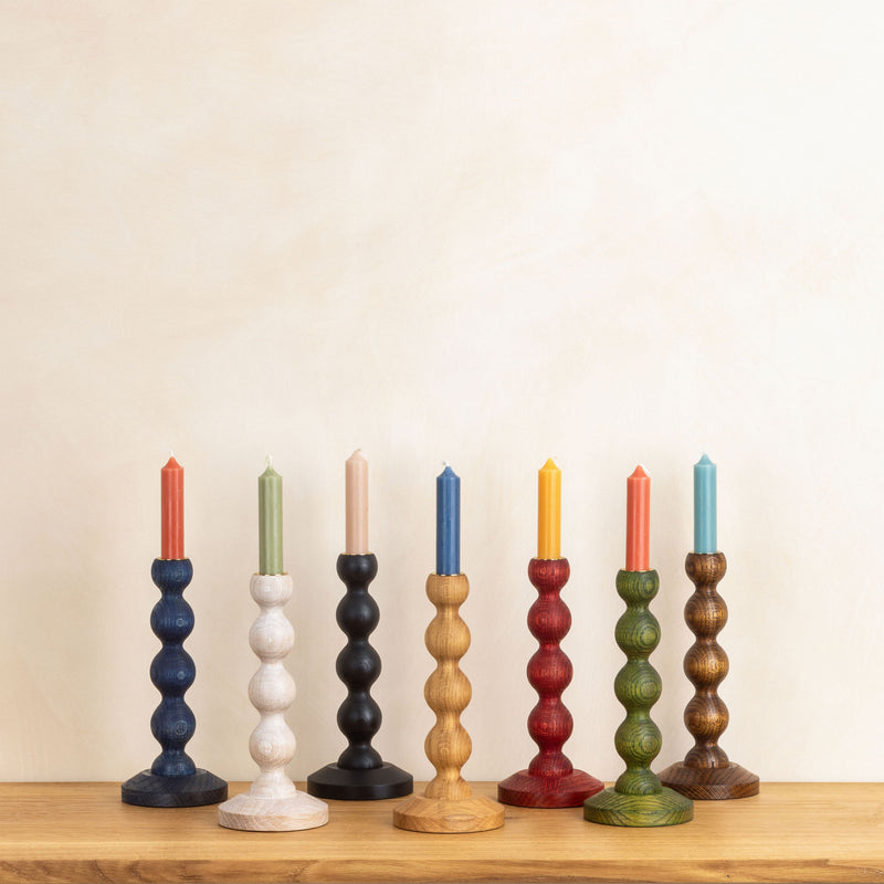 Bobbin Candlestick - Natural or Stained Oak